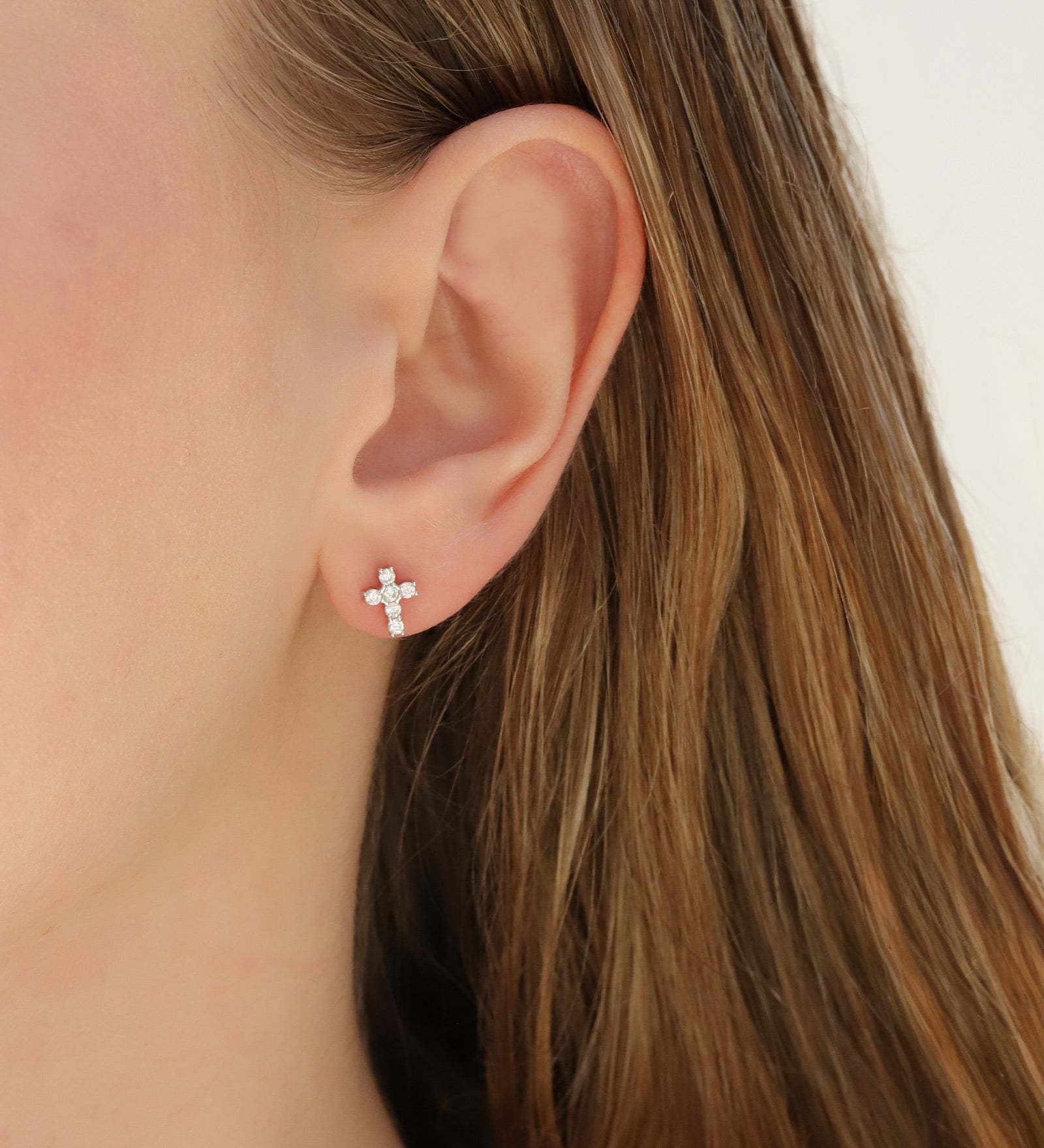 Quiet Icon-Cross CZ Studs-Earrings-Blue Ruby Jewellery-Vancouver Canada