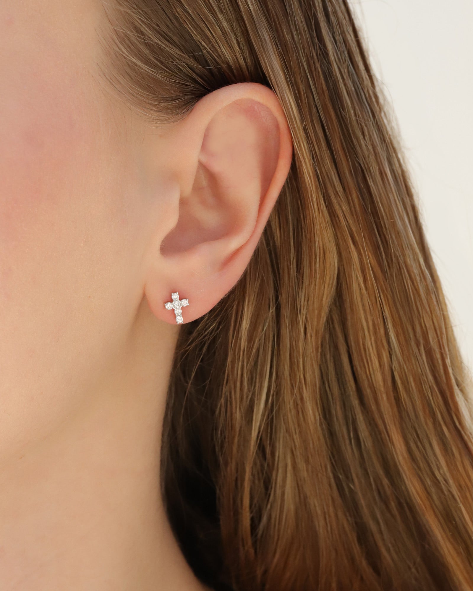 Quiet Icon-Cross CZ Studs-Earrings-Blue Ruby Jewellery-Vancouver Canada