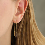 Quiet Icon-CZ Stud Chain Threader-Earrings-Blue Ruby Jewellery-Vancouver Canada
