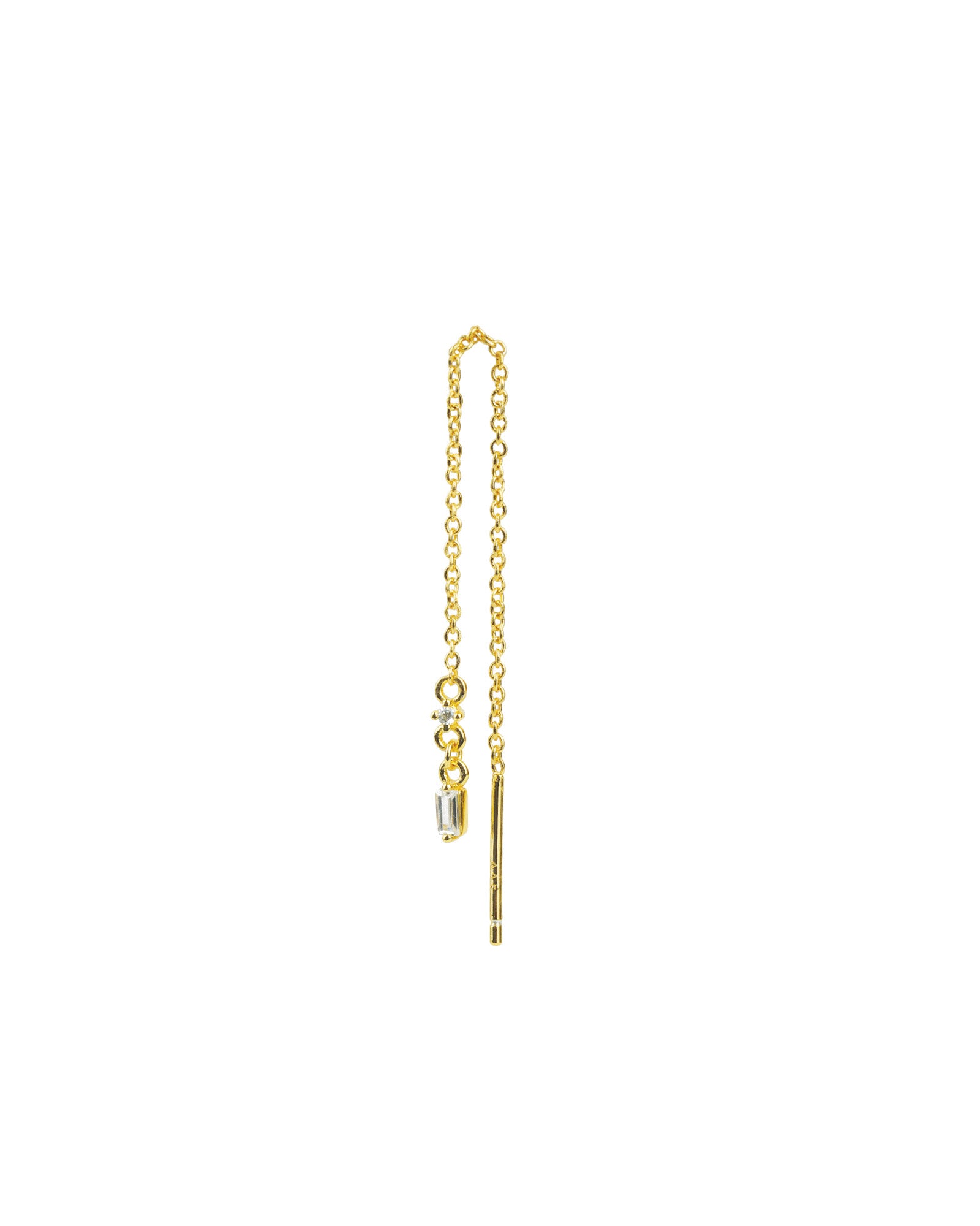 Quiet Icon-CZ Stud Chain Threader-Earrings-14k Gold Vermeil, Cubic Zirconia-Blue Ruby Jewellery-Vancouver Canada