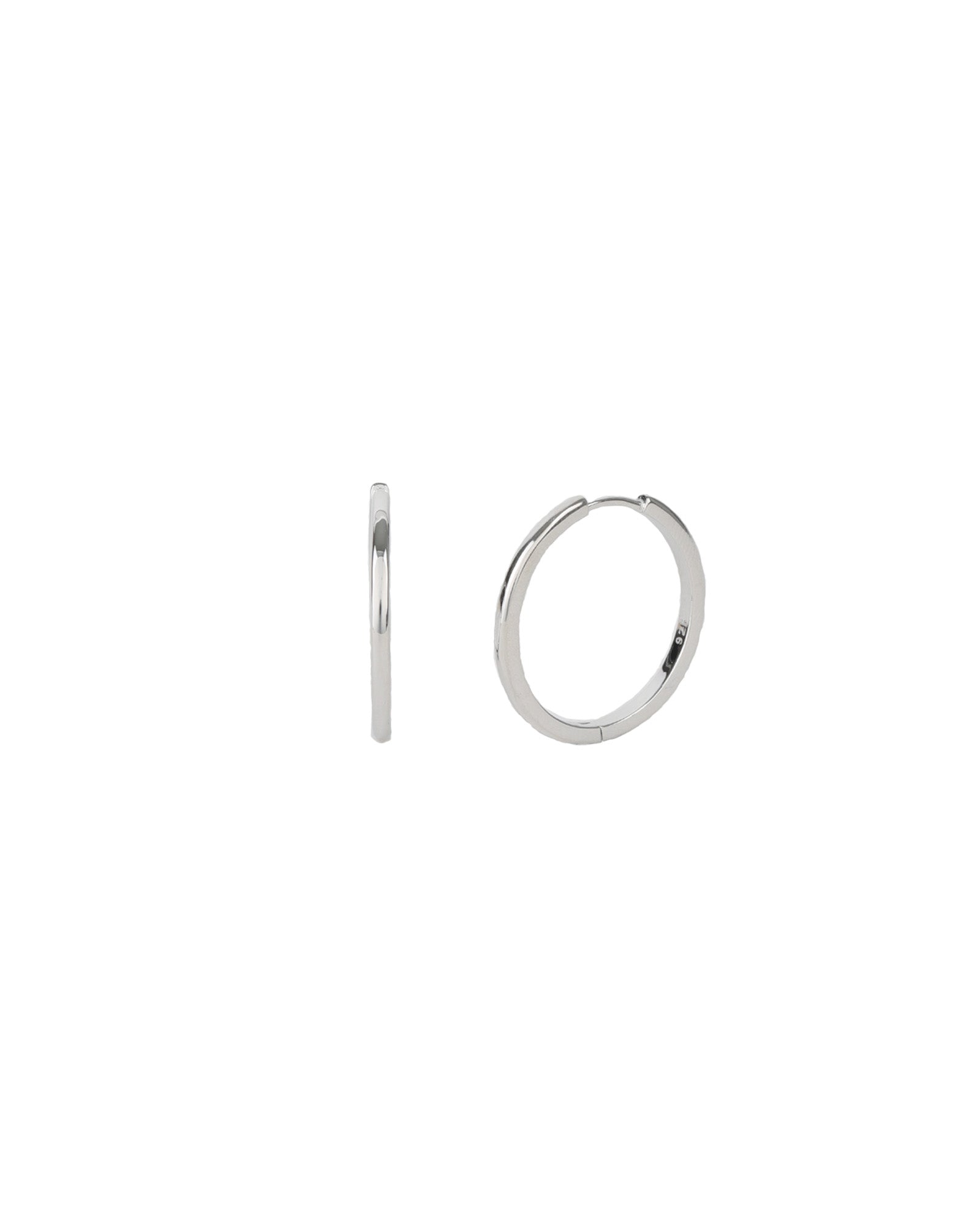 Tube Hoops Rhodium Plated Sterling Silver / 25mm