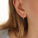 Quiet Icon-3 CZ Chain Loop Stud-Earrings-Blue Ruby Jewellery-Vancouver Canada