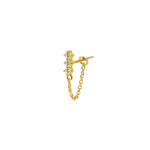 Quiet Icon-3 CZ Chain Loop Stud-Earrings-14k Gold Vermeil, Cubic Zirconia-Blue Ruby Jewellery-Vancouver Canada
