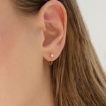 Quiet Icon-Single Pearl Chain Loop Stud-Earrings-Blue Ruby Jewellery-Vancouver Canada
