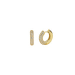 Quiet Icon-Half Pavé Tube Huggies-Earrings-14k Gold Vermeil, Cubic Zirconia-Blue Ruby Jewellery-Vancouver Canada