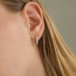 Quiet Icon-Half Pavé Tube Huggies-Earrings-Blue Ruby Jewellery-Vancouver Canada