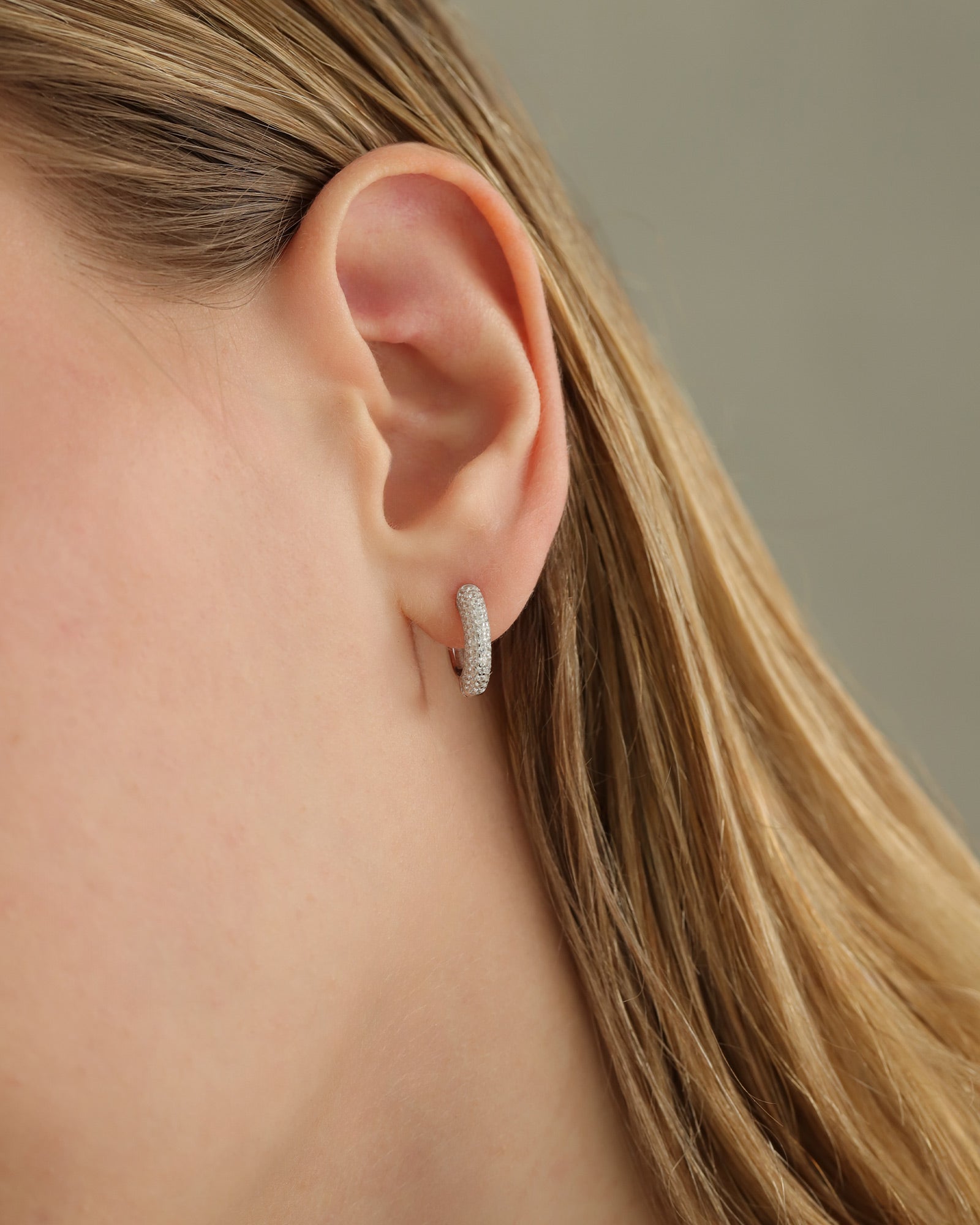 Quiet Icon-Half Pavé Tube Huggies-Earrings-Blue Ruby Jewellery-Vancouver Canada