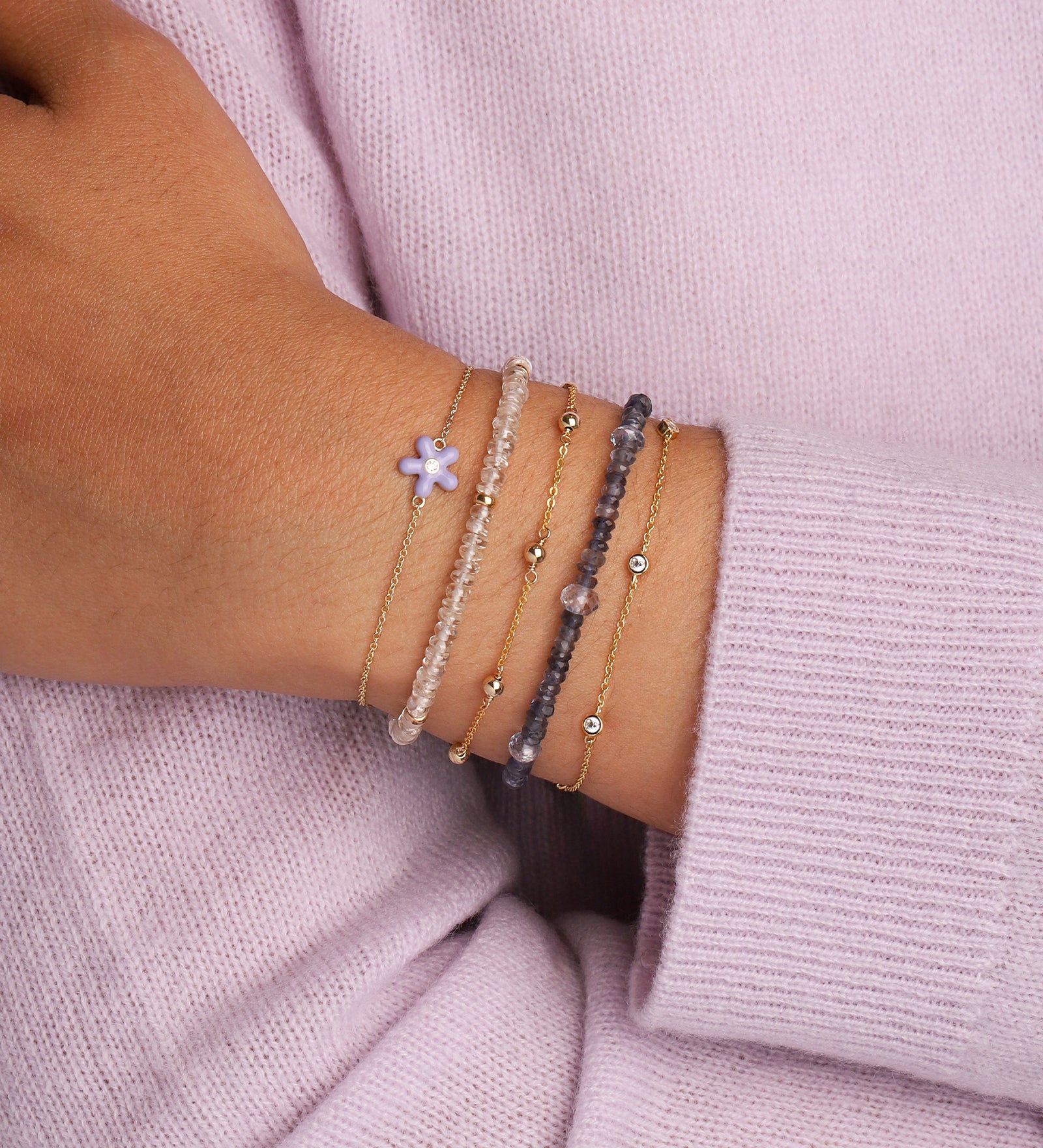 Quiet Icon-5 Bezel CZ Chain Bracelet-Bracelets-Blue Ruby Jewellery-Vancouver Canada