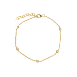 Quiet Icon-5 Bezel CZ Chain Bracelet-Bracelets-Blue Ruby Jewellery-Vancouver Canada