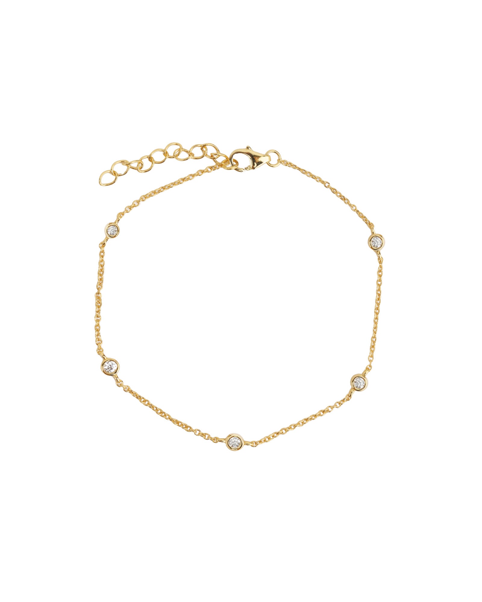 Quiet Icon-5 Bezel CZ Chain Bracelet-Bracelets-Blue Ruby Jewellery-Vancouver Canada