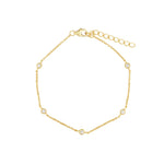 Quiet Icon-5 Bezel CZ Chain Bracelet-Bracelets-14k Gold Vermeil, Cubic Zirconia-Blue Ruby Jewellery-Vancouver Canada