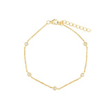 Quiet Icon-5 Bezel CZ Chain Bracelet-Bracelets-14k Gold Vermeil, Cubic Zirconia-Blue Ruby Jewellery-Vancouver Canada