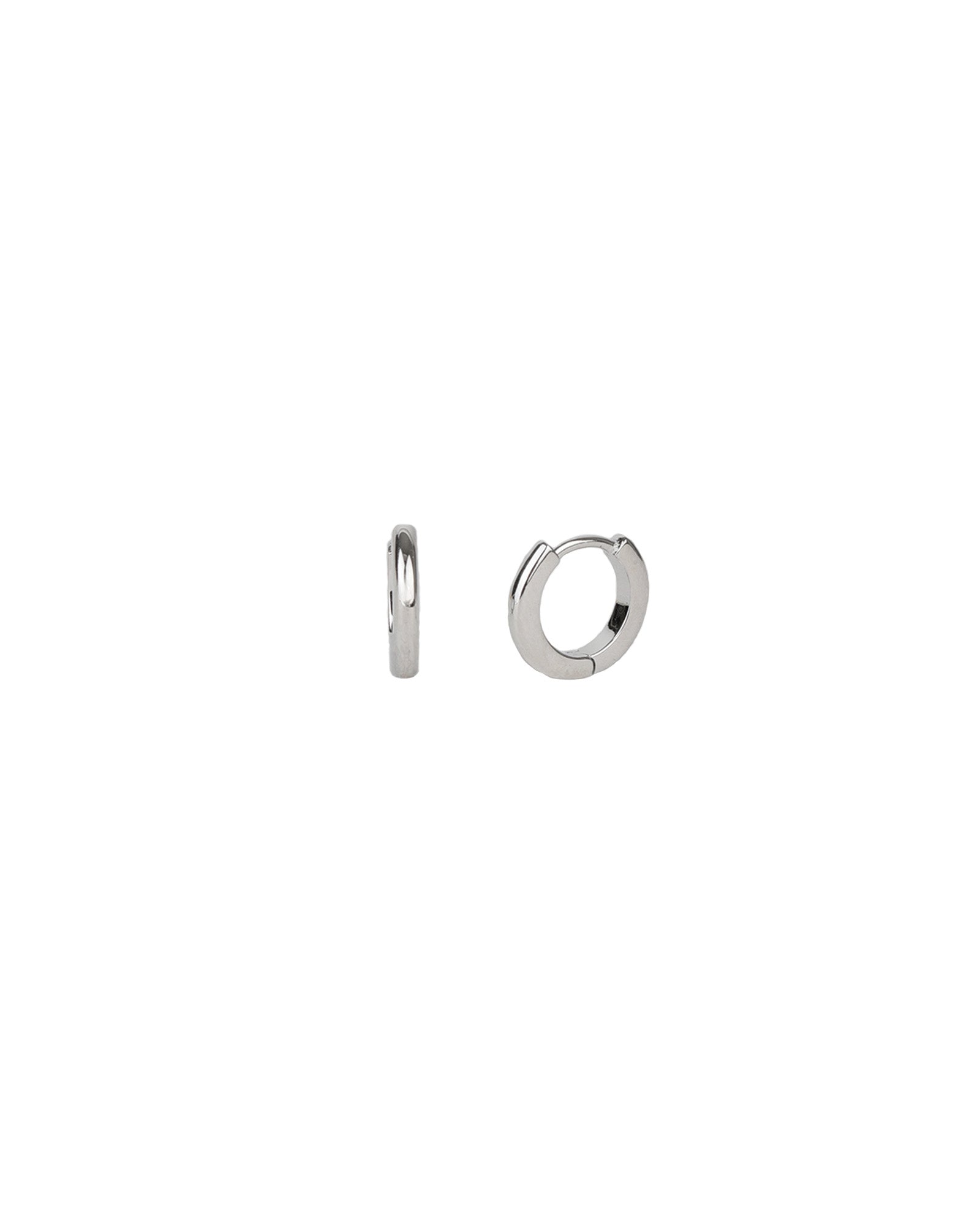 Tube Hoops Rhodium Plated Sterling Silver / 12mm