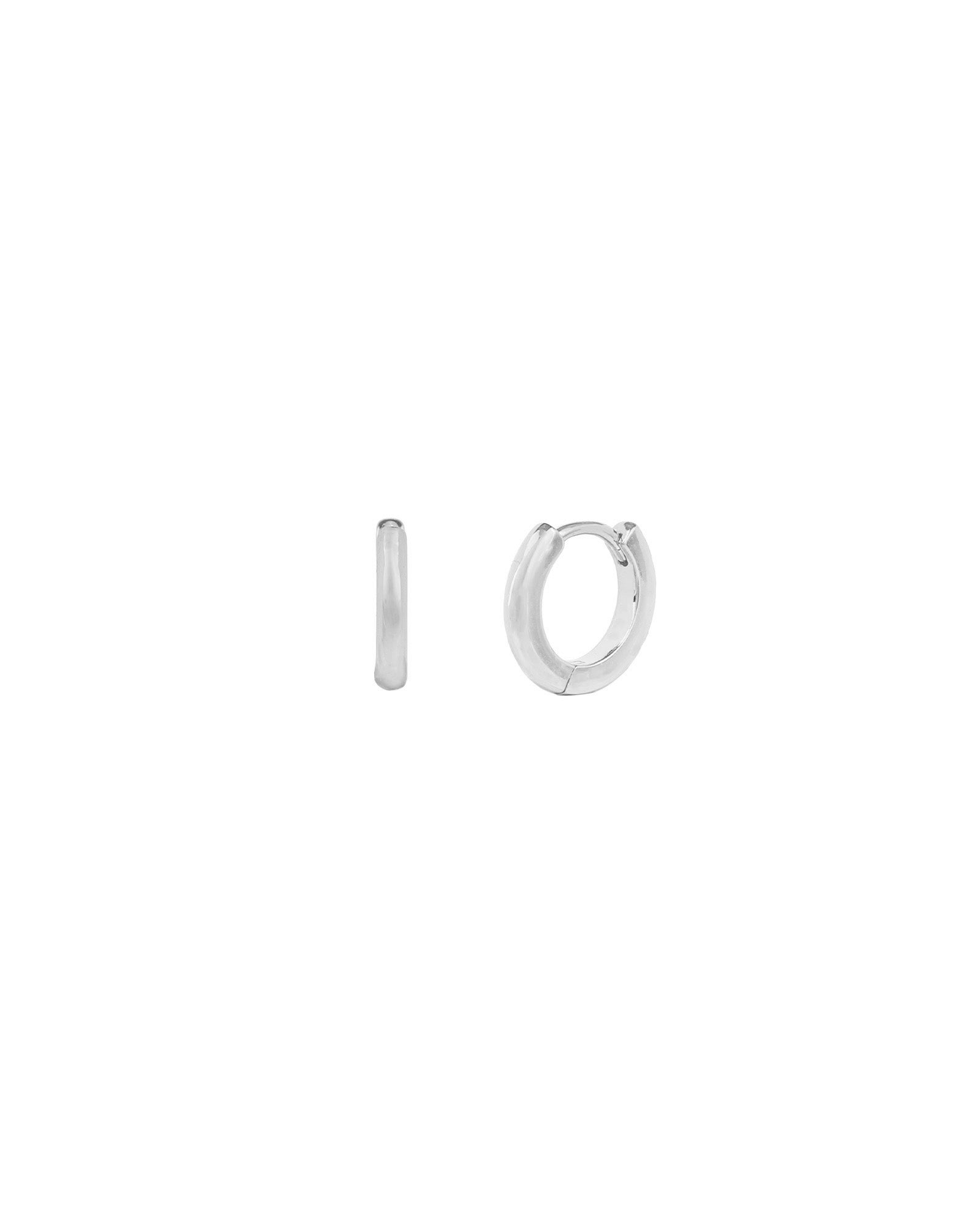 Quiet Icon-Tube Hoops-Earrings-Rhodium Plated Sterling Silver-12mm-Blue Ruby Jewellery-Vancouver Canada