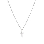 Quiet Icon-Cross CZ Necklace-Necklaces-Rhodium Plated Sterling Silver, Cubic Zirconia-Blue Ruby Jewellery-Vancouver Canada
