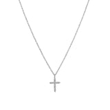 Quiet Icon-Cross CZ Necklace-Necklaces-Rhodium Plated Sterling Silver, Cubic Zirconia-Blue Ruby Jewellery-Vancouver Canada