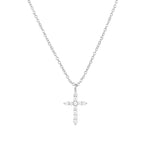 Quiet Icon-Cross CZ Necklace-Necklaces-Rhodium Plated Sterling Silver, Cubic Zirconia-Blue Ruby Jewellery-Vancouver Canada