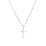Quiet Icon-Cross CZ Necklace-Necklaces-Rhodium Plated Sterling Silver, Cubic Zirconia-Blue Ruby Jewellery-Vancouver Canada
