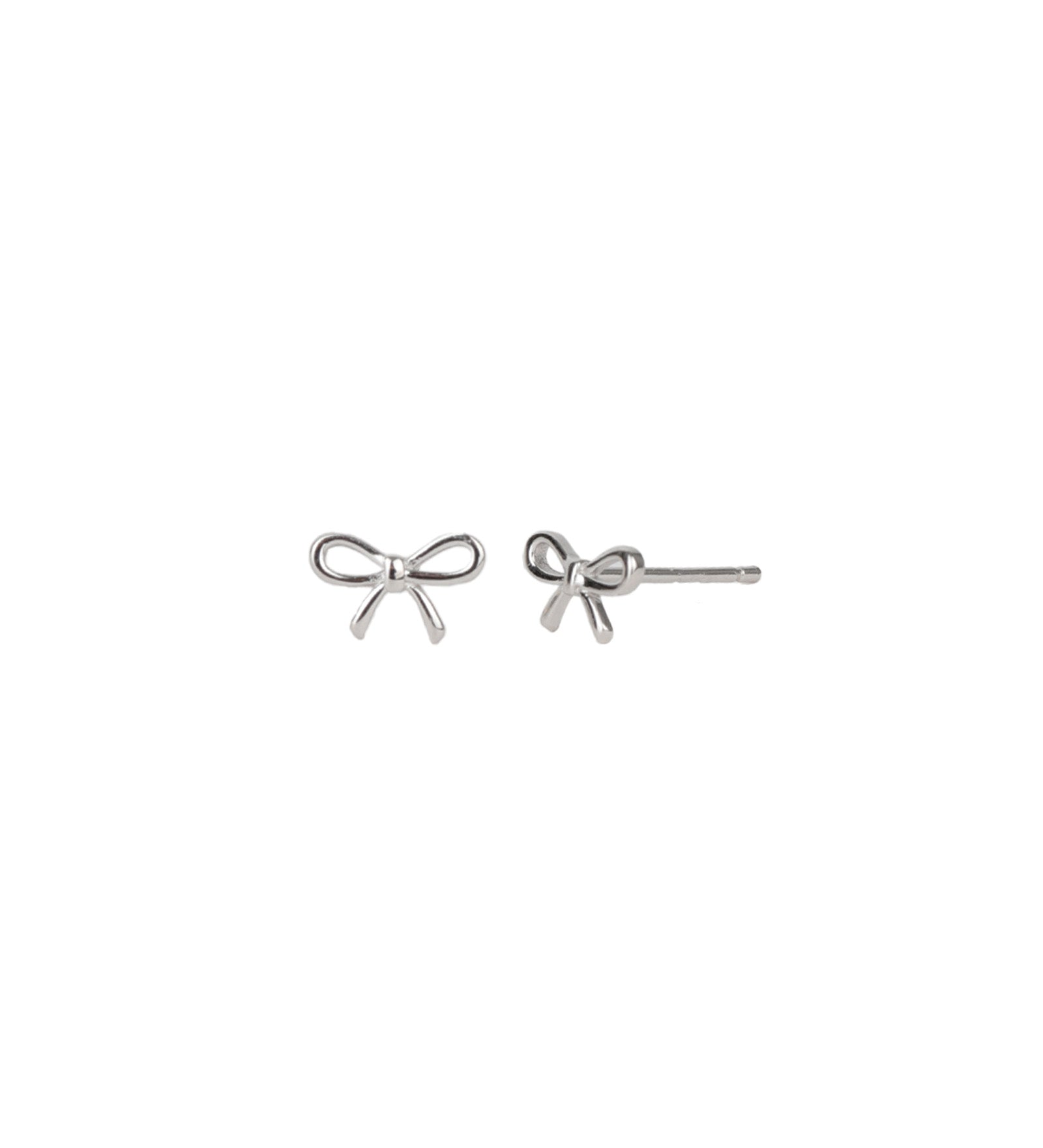 Bow Studs Rhodium Plated Sterling Silver