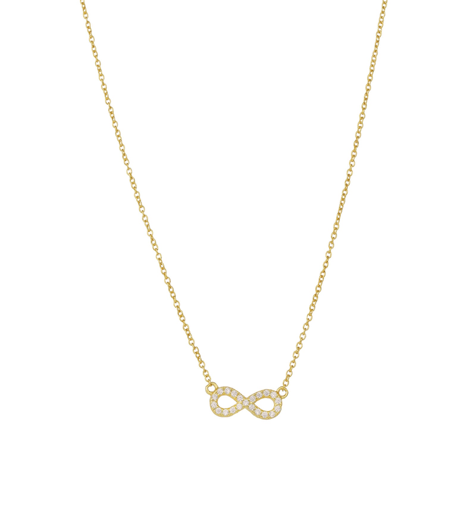 Infinity Pavé CZ Necklace 14k Gold Vermeil, Cubic Zirconia