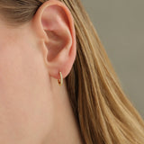 Quiet Icon-Half Pavé Huggies | 12mm-Earrings-Blue Ruby Jewellery-Vancouver Canada