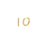 Quiet Icon-Half Pavé Huggies | 12mm-Earrings-14k Gold Vermeil, Cubic Zirconia-Blue Ruby Jewellery-Vancouver Canada