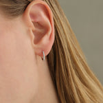 Quiet Icon-Half Pavé Huggies | 12mm-Earrings-Blue Ruby Jewellery-Vancouver Canada