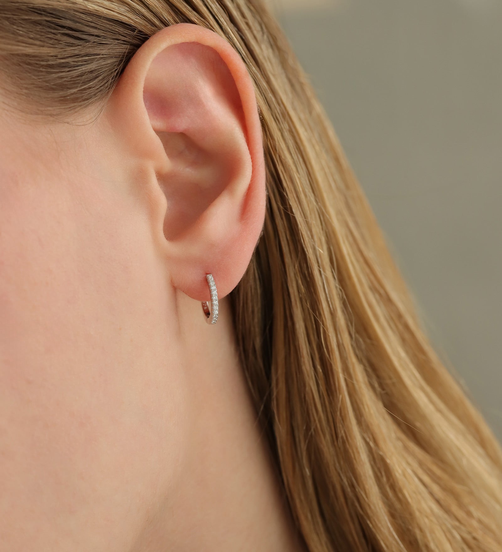Quiet Icon-Half Pavé Huggies | 12mm-Earrings-Blue Ruby Jewellery-Vancouver Canada