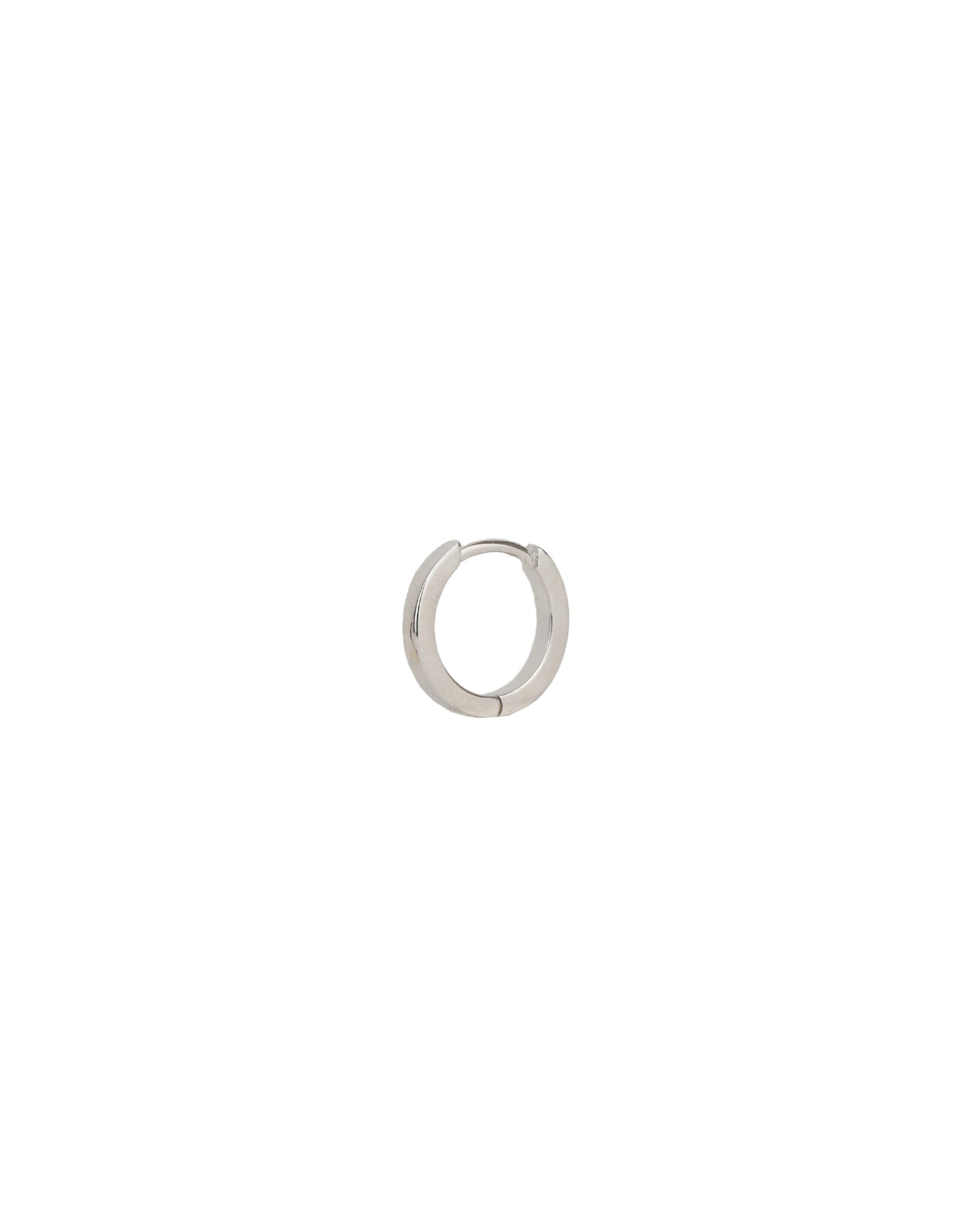 Quiet Icon-Flat Huggie | 12mm-Earrings-Rhodium Plated Sterling Silver-Blue Ruby Jewellery-Vancouver Canada