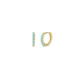 Quiet Icon-Six Stone Huggies | 11mm-Earrings-14k Gold Vermeil, Turquoise-Blue Ruby Jewellery-Vancouver Canada