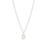 Quiet Icon-CZ Initial Necklace-Necklaces-Rhodium Plated Sterling Silver, Cubic Zirconia-D-Blue Ruby Jewellery-Vancouver Canada