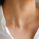 Quiet Icon-Two Tone Station Square Bead Chain Necklace-Necklaces-Blue Ruby Jewellery-Vancouver Canada