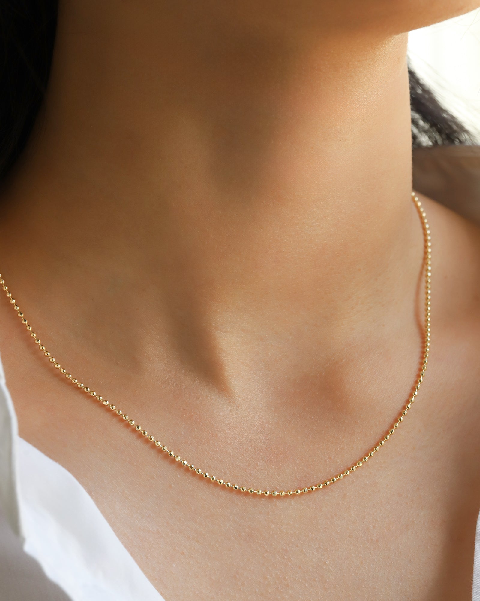 Quiet Icon-Diamond Cut Ball Chain Necklace-Necklaces-Blue Ruby Jewellery-Vancouver Canada
