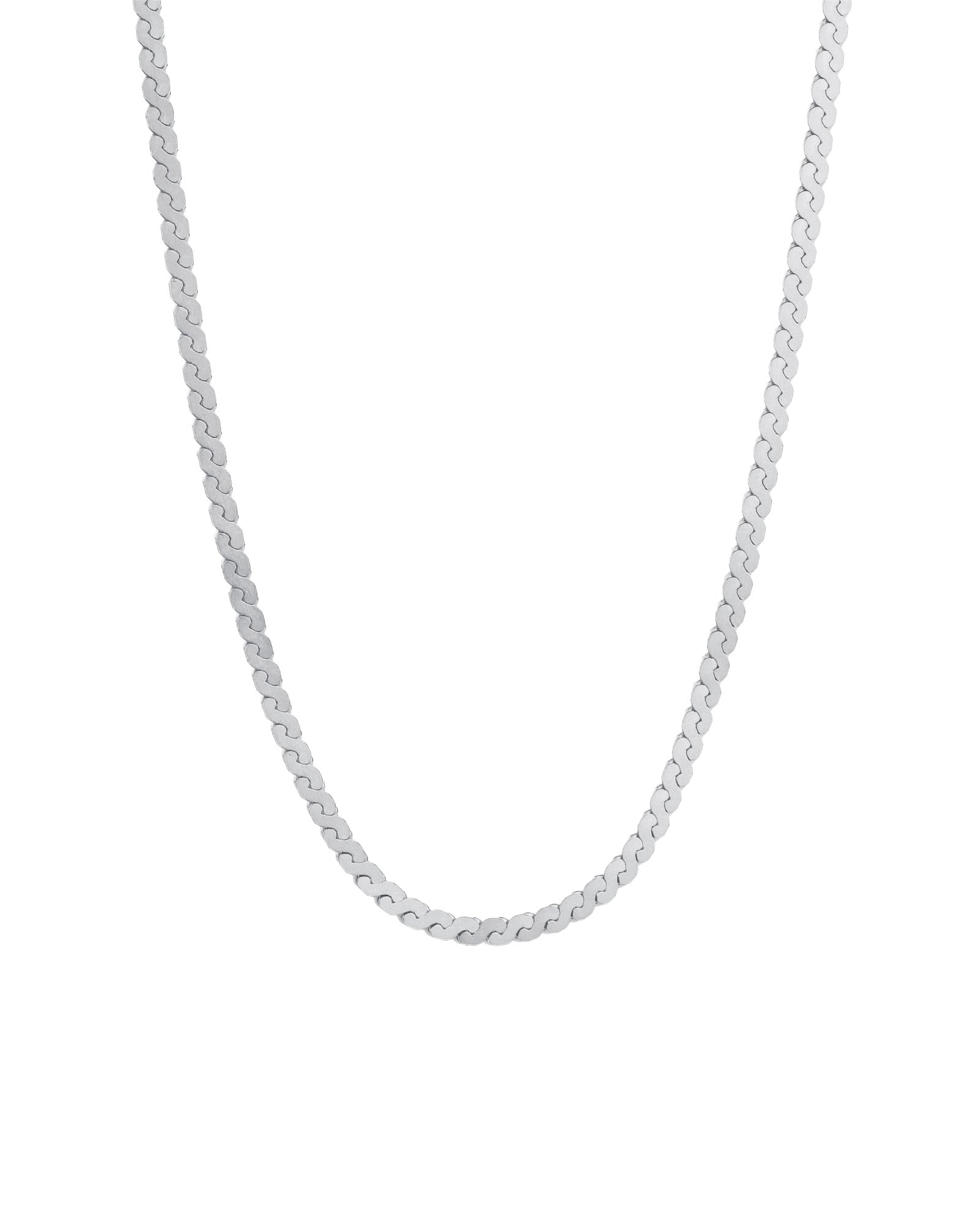 Serpentine Chain Necklace Rhodium Plated Sterling Silver