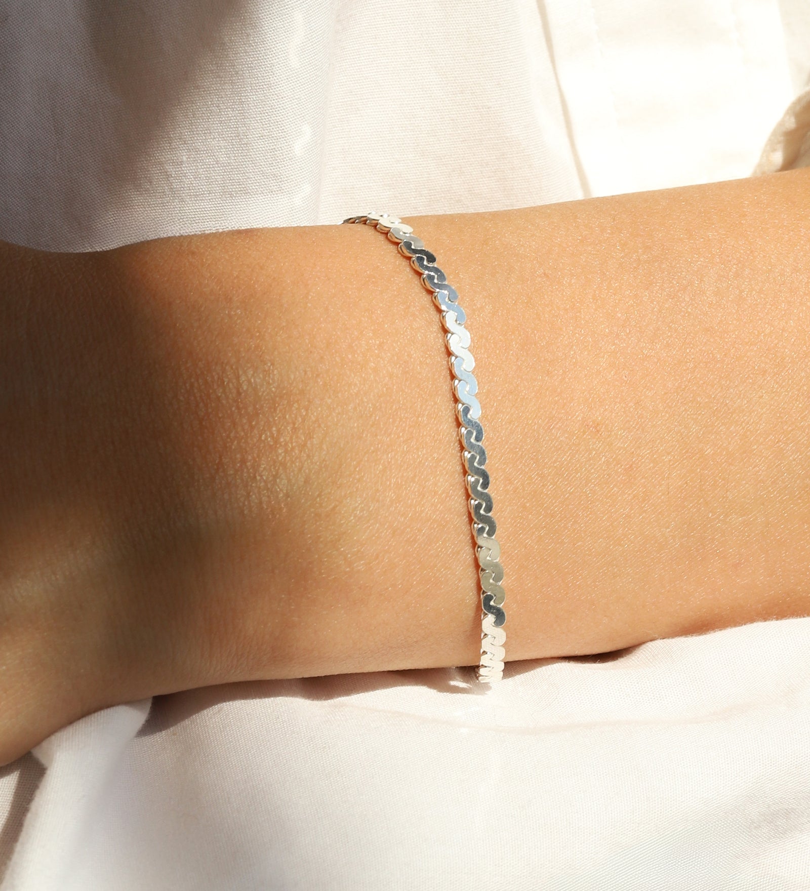 Serpentine Bracelet Rhodium Plated Sterling Silver