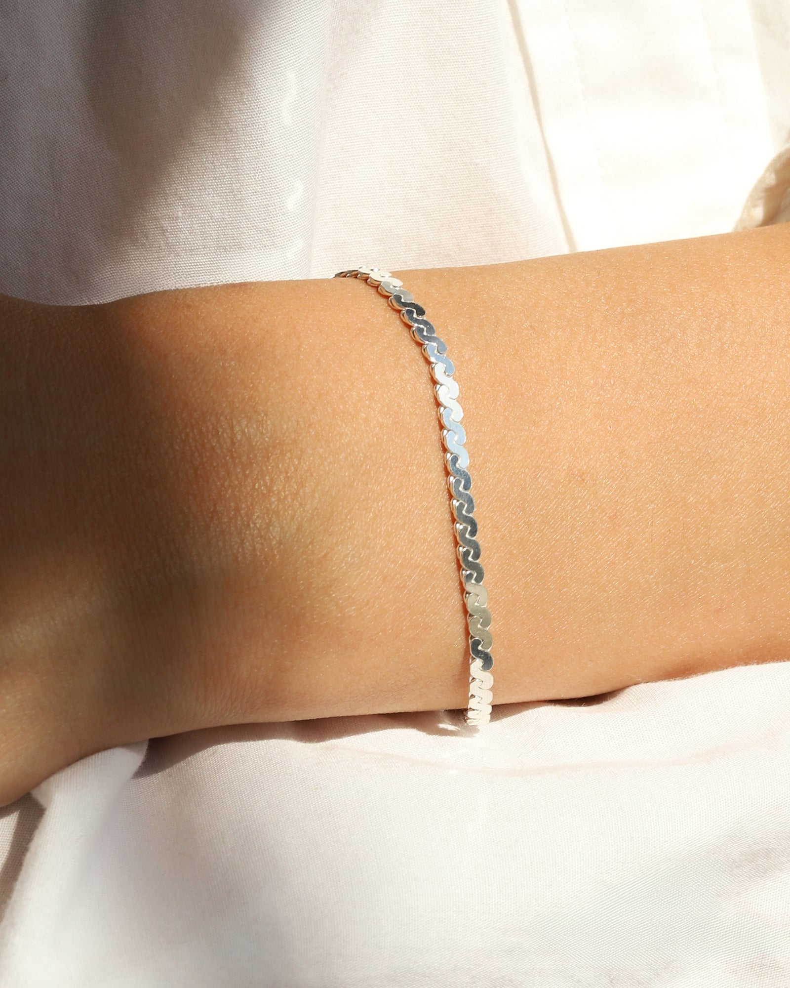 Serpentine Bracelet Rhodium Plated Sterling Silver