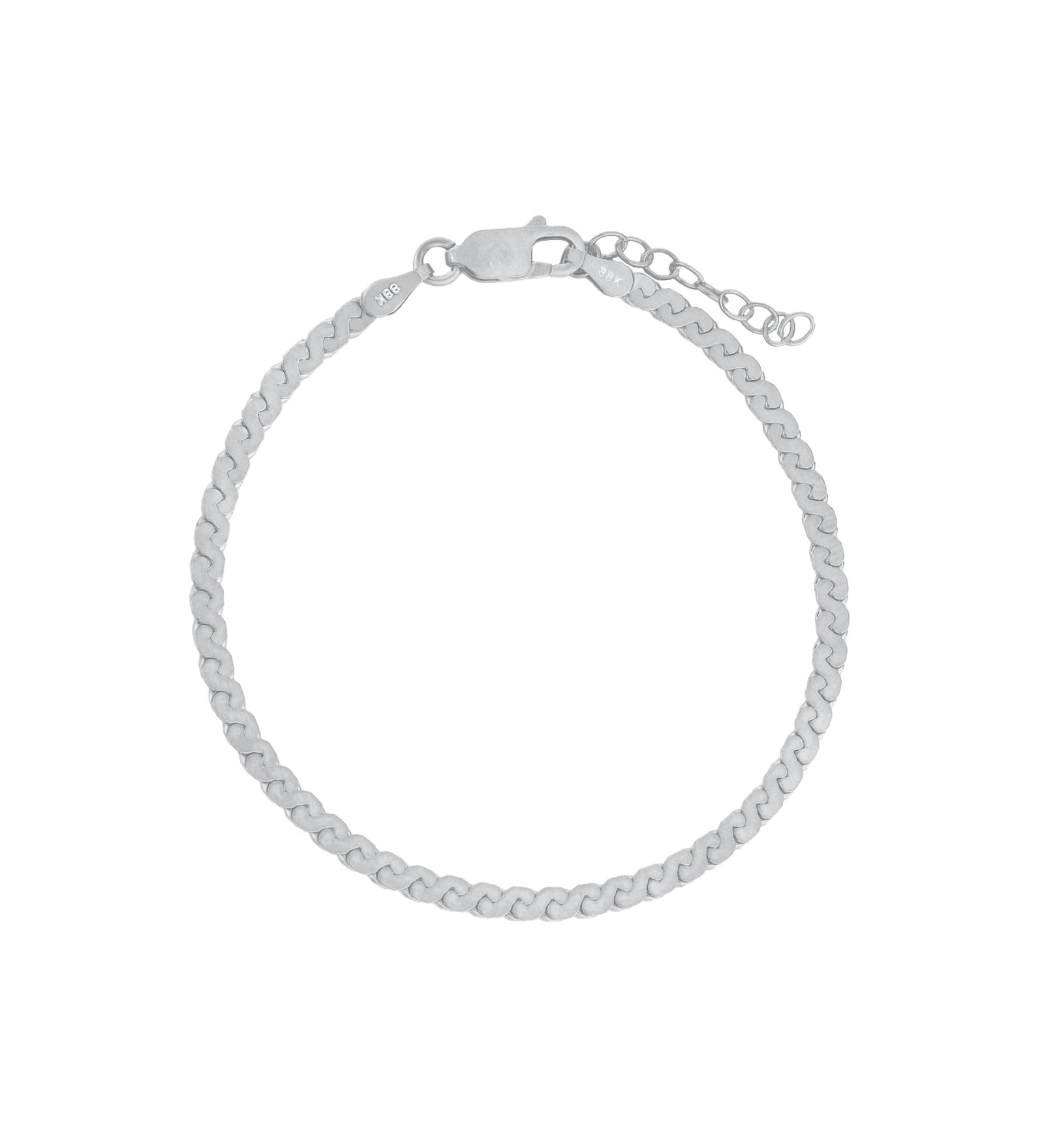 Serpentine Bracelet Rhodium Plated Sterling Silver