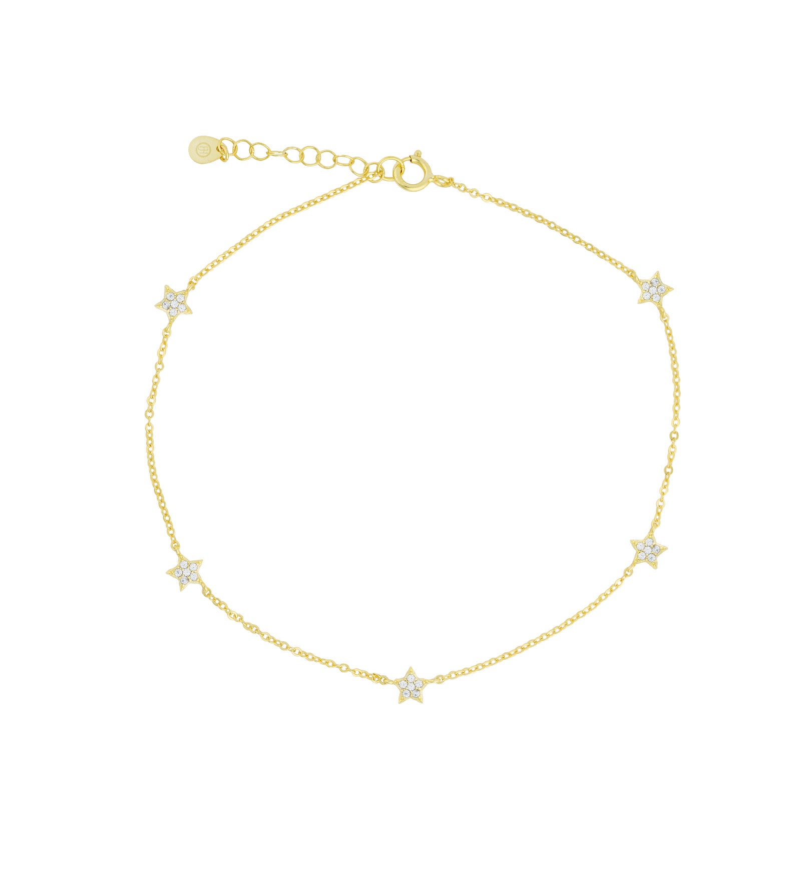 Star Pavé Anklet 14k Gold Vermeil, Cubic Zirconia