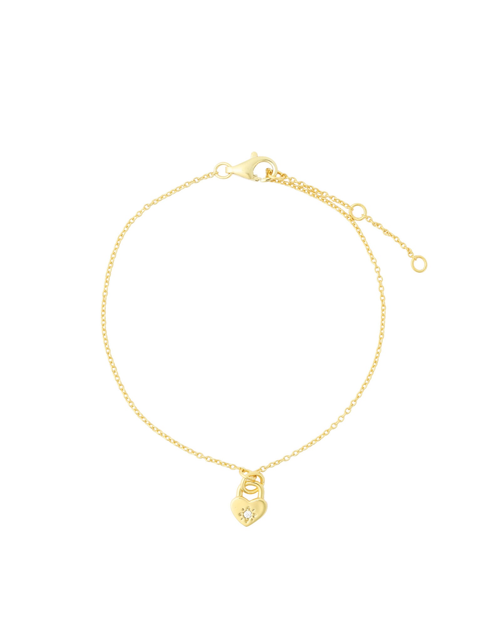 Quiet Icon-Heart Padlock Bracelet-Bracelets-14k Gold Vermeil, Cubic Zirconia-Blue Ruby Jewellery-Vancouver Canada