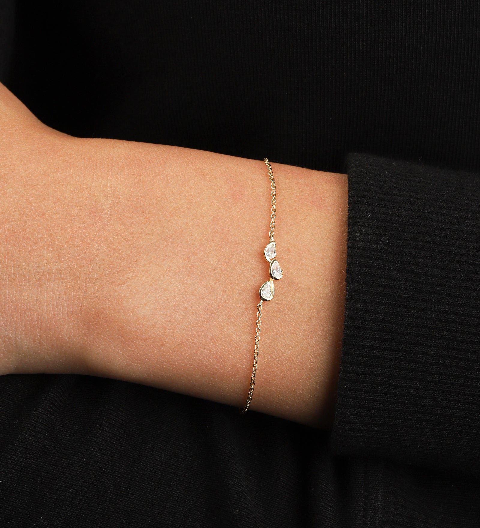 Quiet Icon-Three Bezel Teardrop Bracelet-Bracelets-Blue Ruby Jewellery-Vancouver Canada