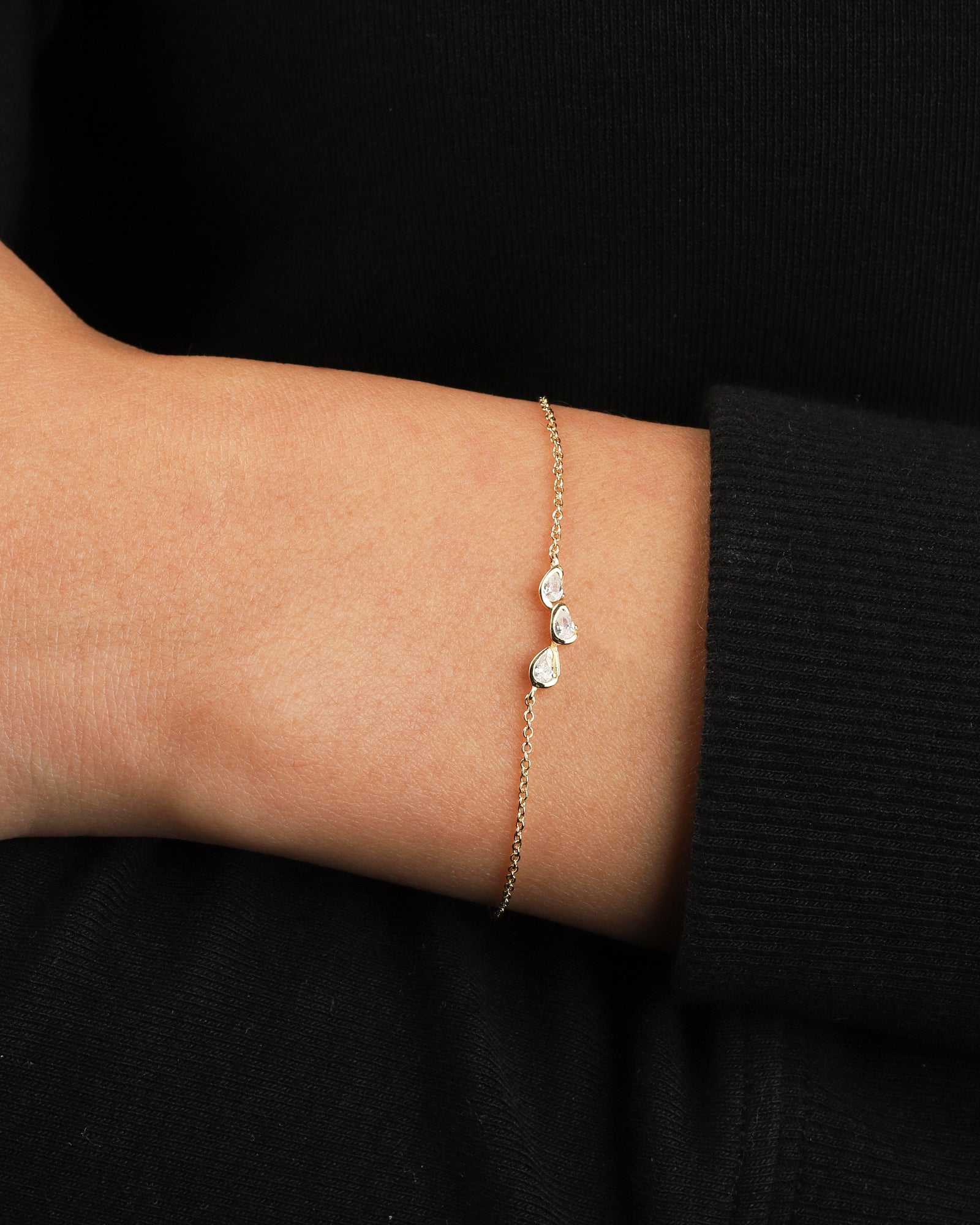 Quiet Icon-Three Bezel Teardrop Bracelet-Bracelets-Blue Ruby Jewellery-Vancouver Canada