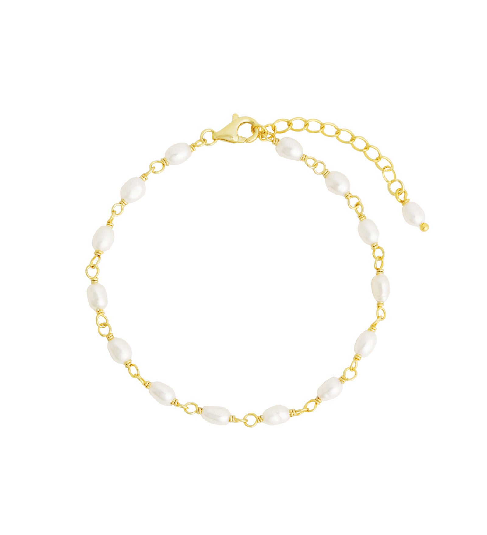 Quiet Icon-Oval Pearl Link Bracelet-Bracelets-14k Gold Vermeil, Pearl-Blue Ruby Jewellery-Vancouver Canada