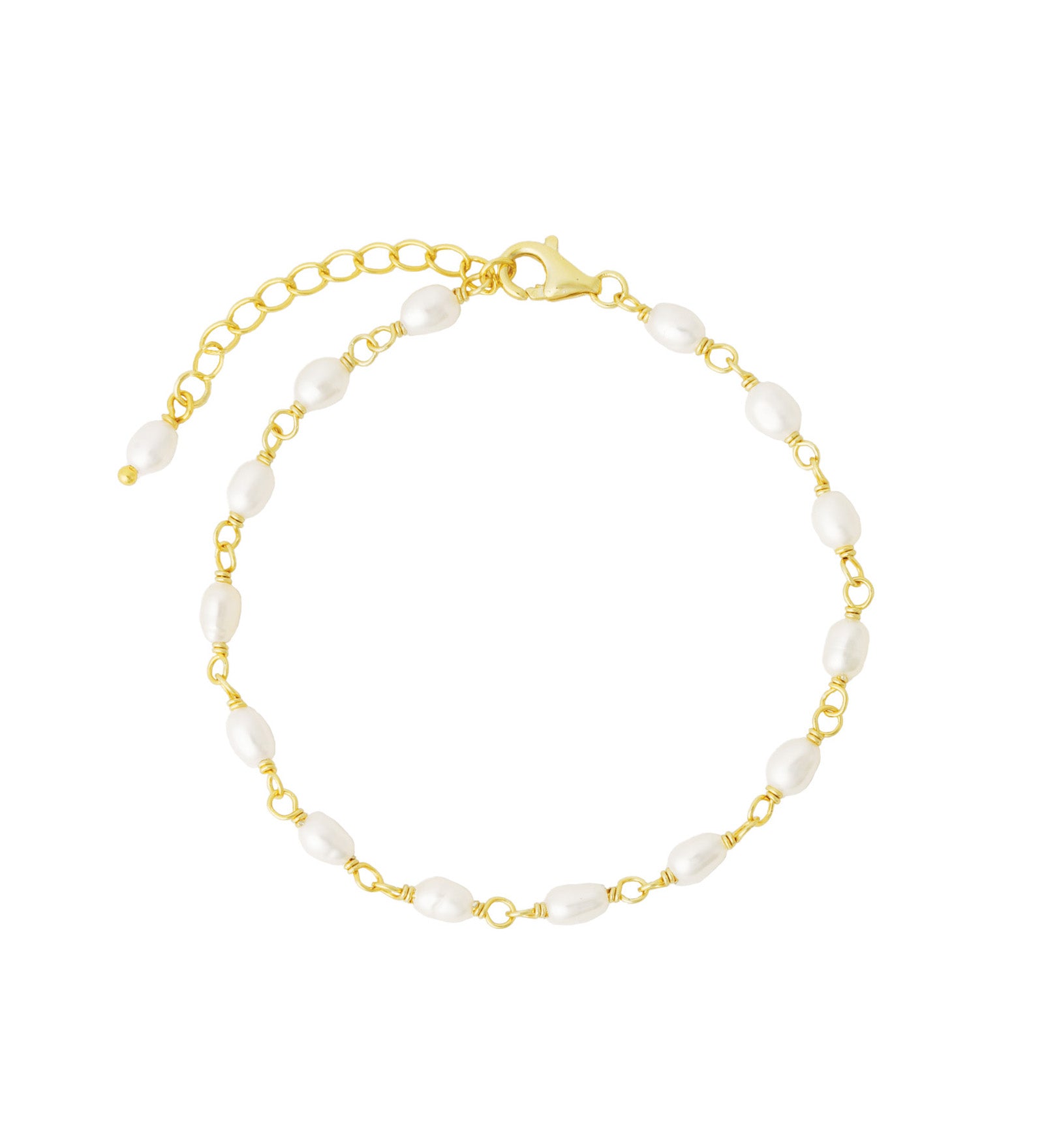 Quiet Icon-Oval Pearl Link Bracelet-Bracelets-14k Gold Vermeil, Pearl-Blue Ruby Jewellery-Vancouver Canada