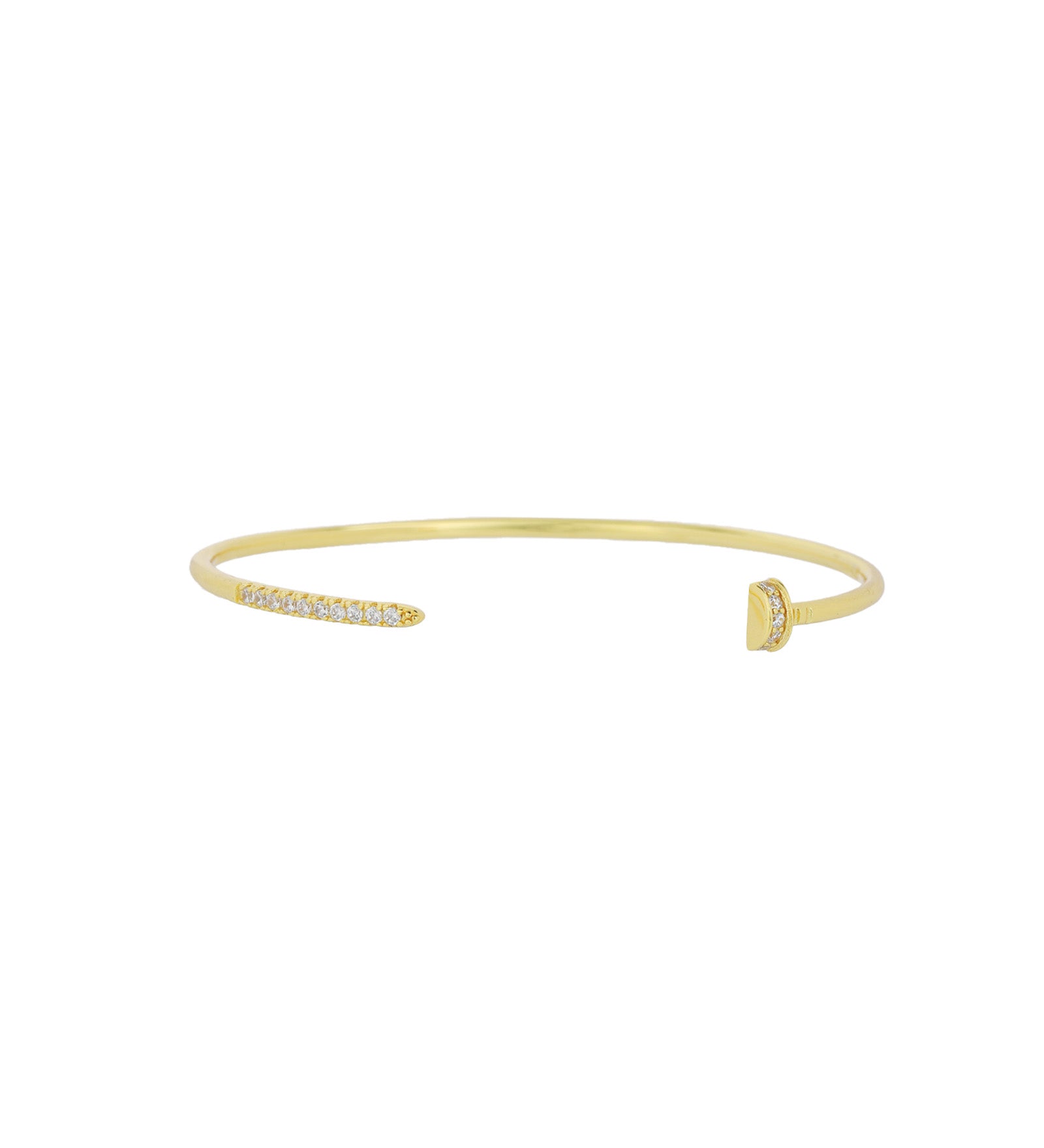 Quiet Icon-Nail CZ Cuff-Bracelets-14k Gold Vermeil, Cubic Zirconia-Blue Ruby Jewellery-Vancouver Canada