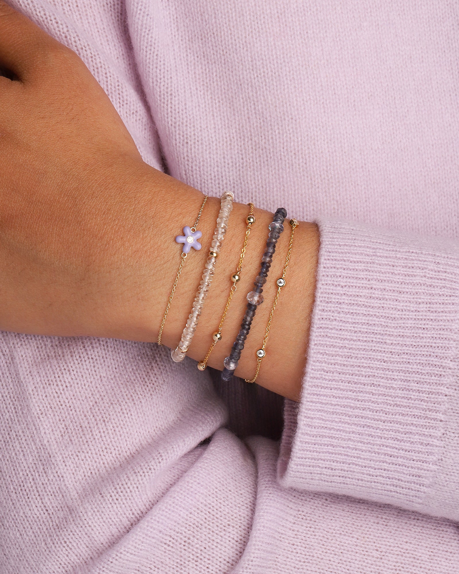 Quiet Icon-Enamel Flower Chain Bracelet-Bracelets-Blue Ruby Jewellery-Vancouver Canada