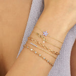 Quiet Icon-Enamel Flower Chain Bracelet-Bracelets-Blue Ruby Jewellery-Vancouver Canada