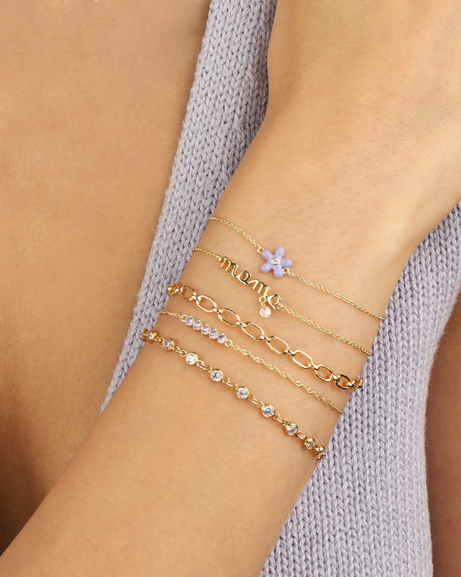 Quiet Icon-Enamel Flower Chain Bracelet-Bracelets-Blue Ruby Jewellery-Vancouver Canada