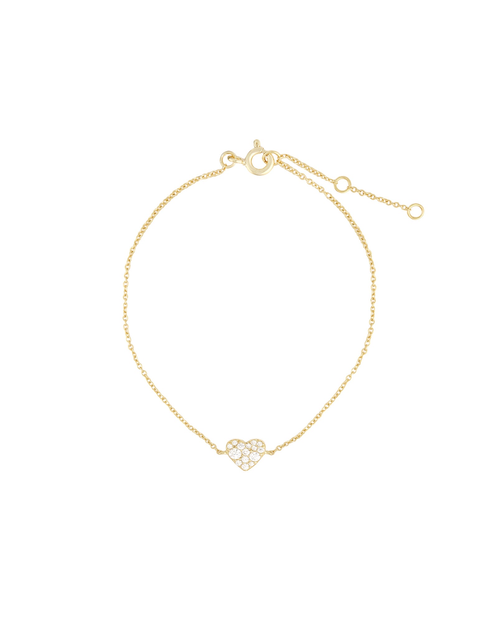 Quiet Icon-Heart Pavé Chain Bracelet-Bracelets-14k Gold Vermeil, Cubic Zirconia-Blue Ruby Jewellery-Vancouver Canada