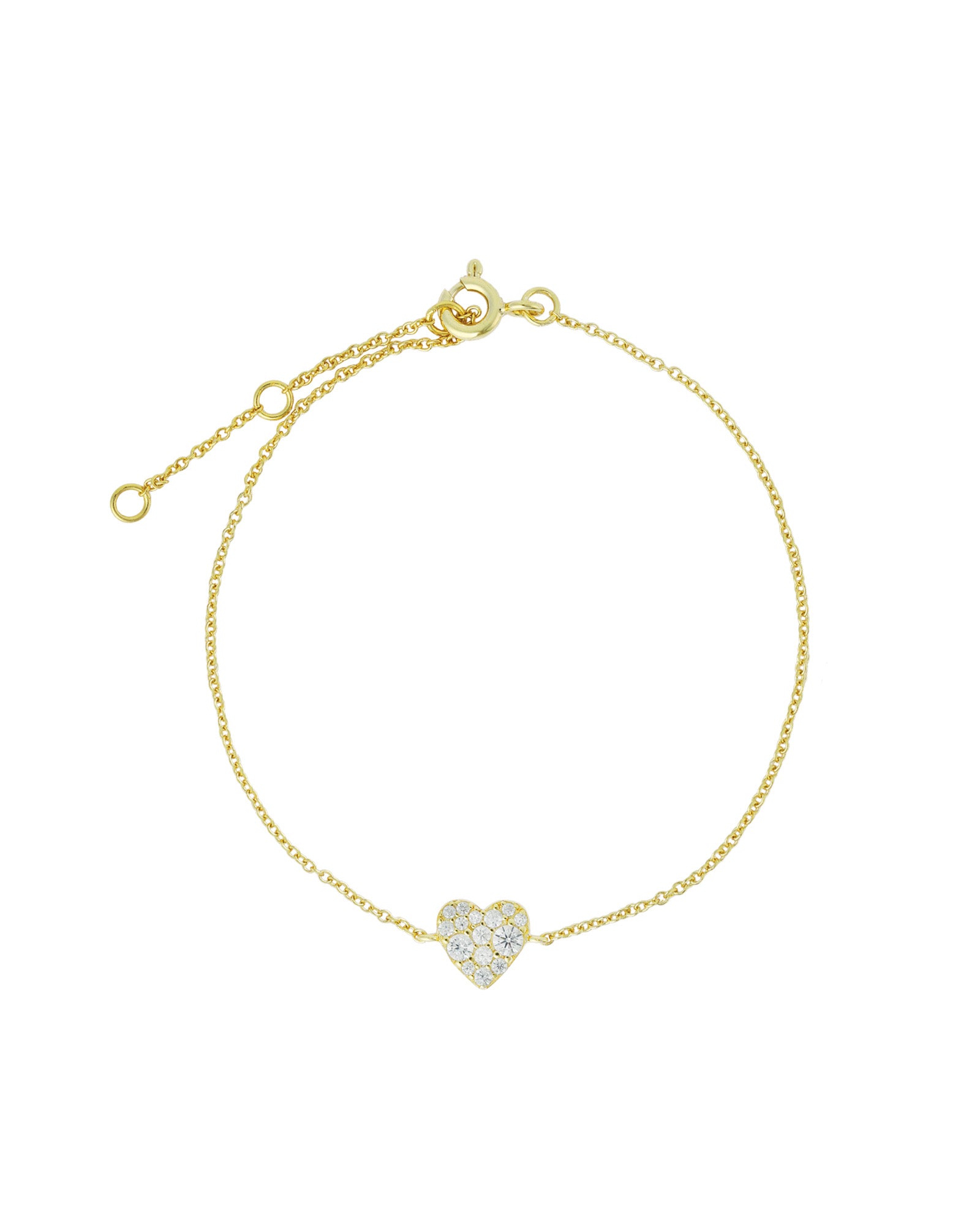 Quiet Icon-Heart Pavé Chain Bracelet-Bracelets-14k Gold Vermeil, Cubic Zirconia-Blue Ruby Jewellery-Vancouver Canada