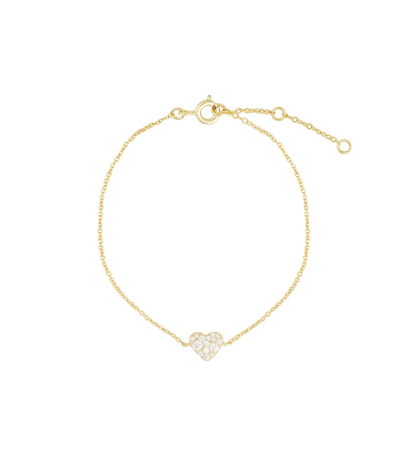 Quiet Icon-Heart Pavé Chain Bracelet-Bracelets-14k Gold Vermeil, Cubic Zirconia-Blue Ruby Jewellery-Vancouver Canada